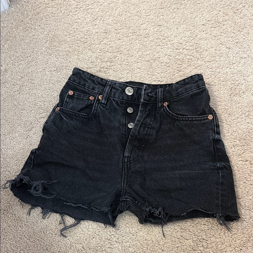 Zara High Waist Black Denim Shorts